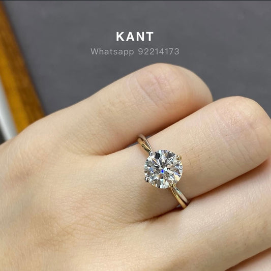 Lab Diamond Round 1.5ct four-prong two tone twist band ring