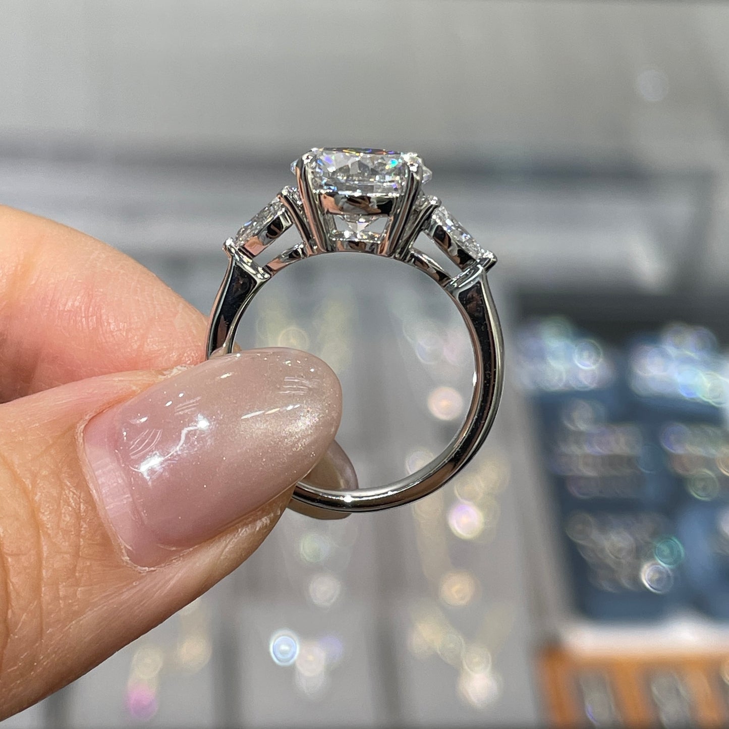 IGI lab diamond round 3.4ct three stone setting ring
