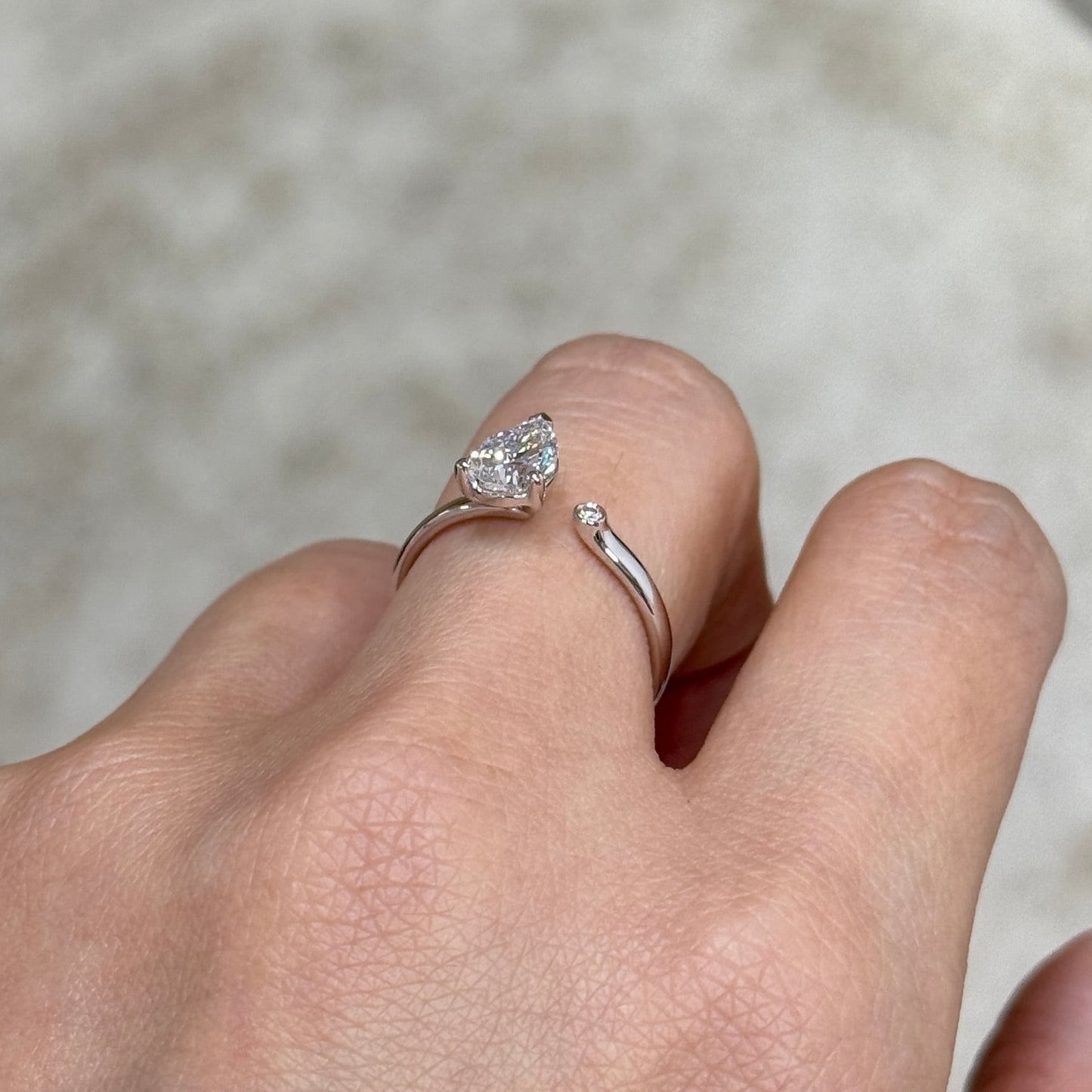 Lab diamond pear shape 1ct open ring