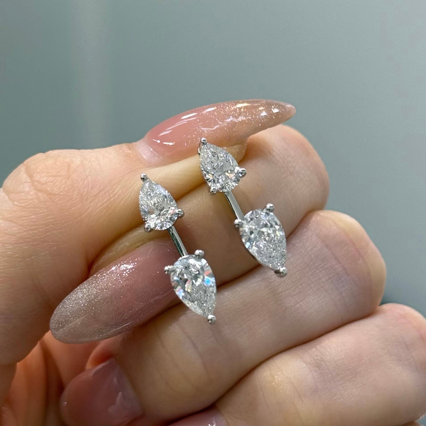 Lab diamond pear with pear L jacket 2.4ct earrings-pair