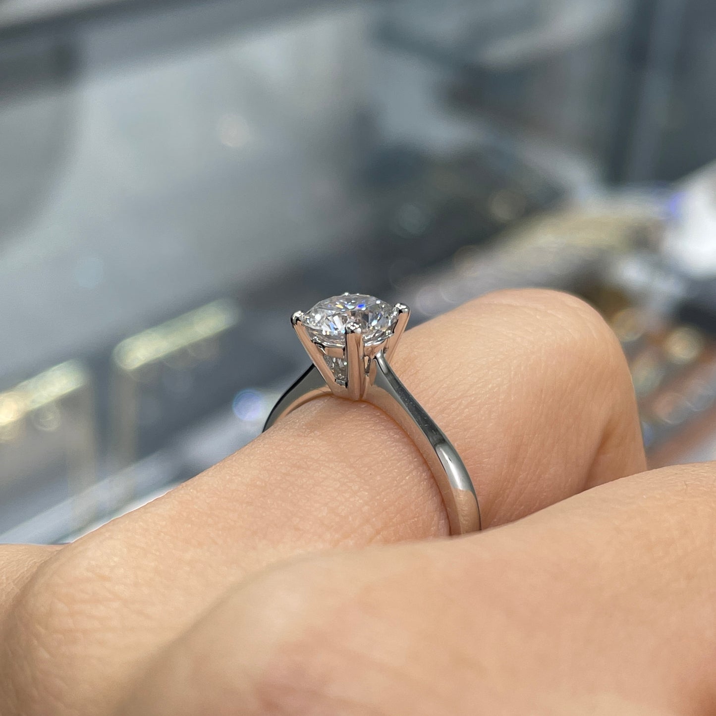Lab diamond round 1.1ct classic four-prong solitaire ring