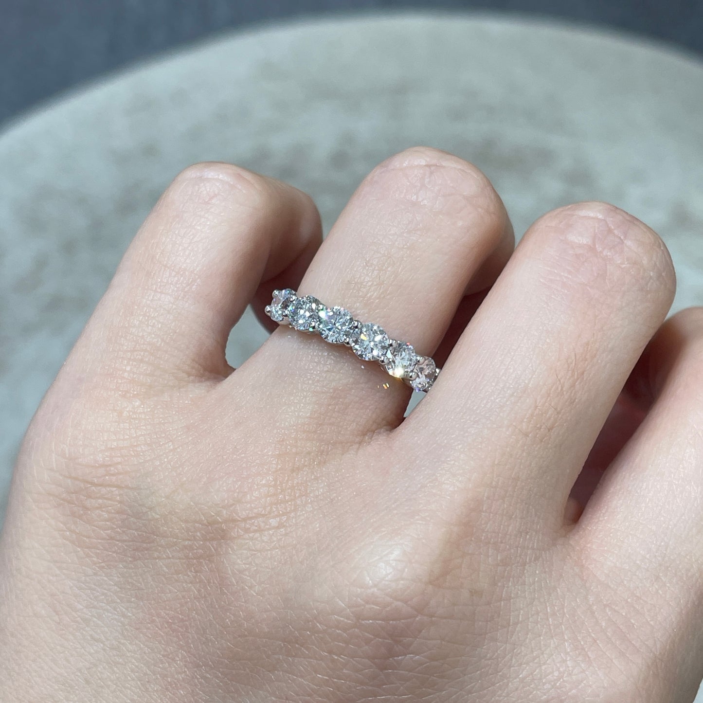 Lab diamond round 1.5ct half eternity ring