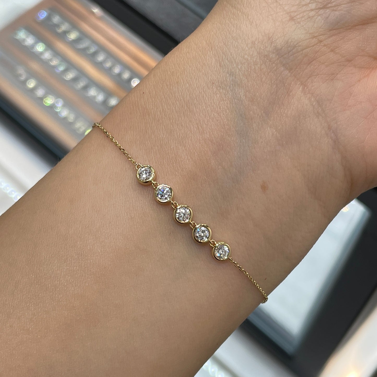 Lab diamond Round 0.5ct five bezel bubble bracelet