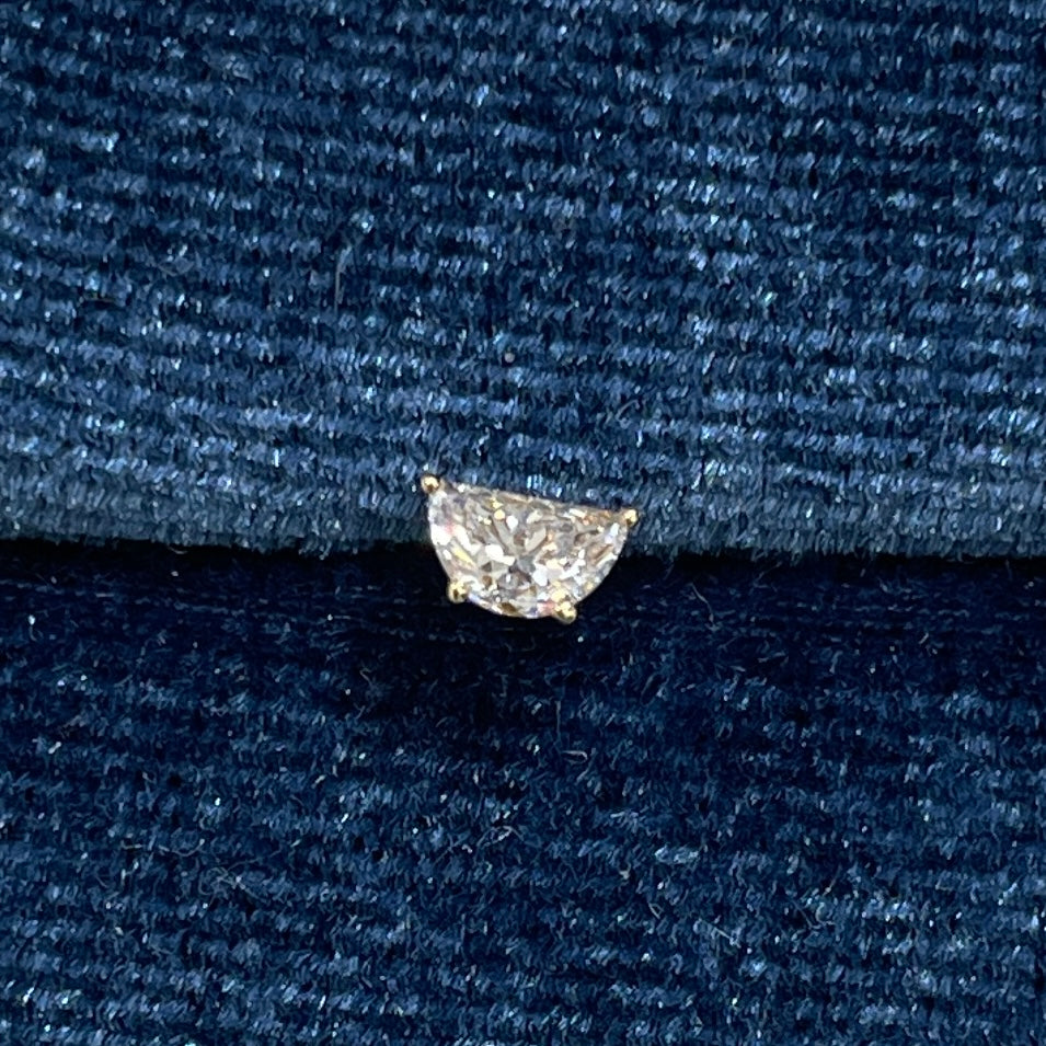 Lab diamond half moon shape 0.25ct four-prong stud earring-each