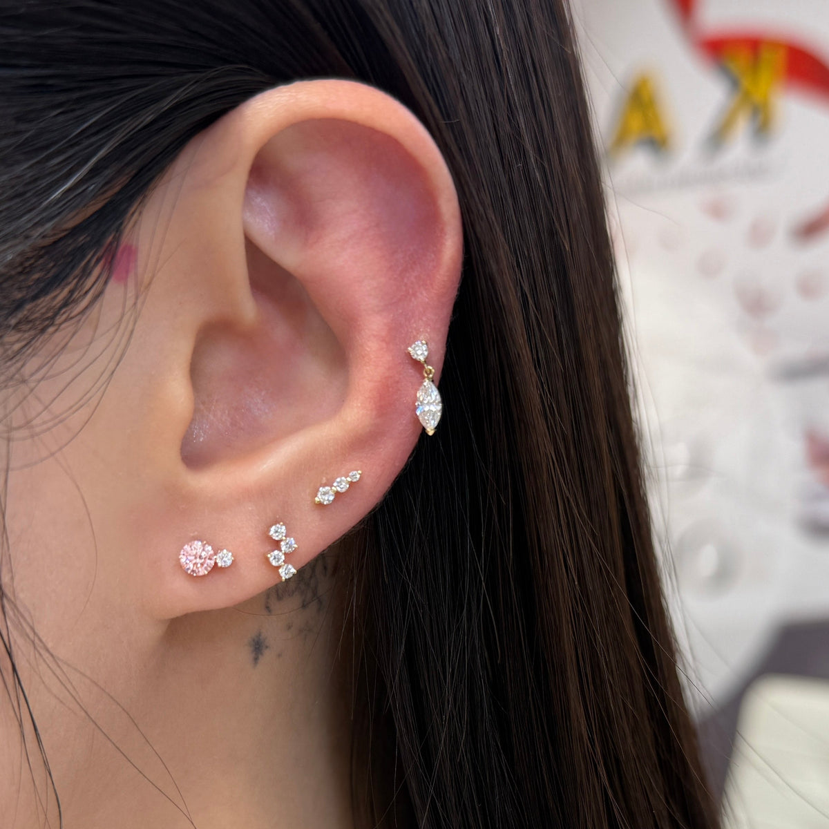 Lab pink diamond round 0.46ct toi et moi stud earrings - pair