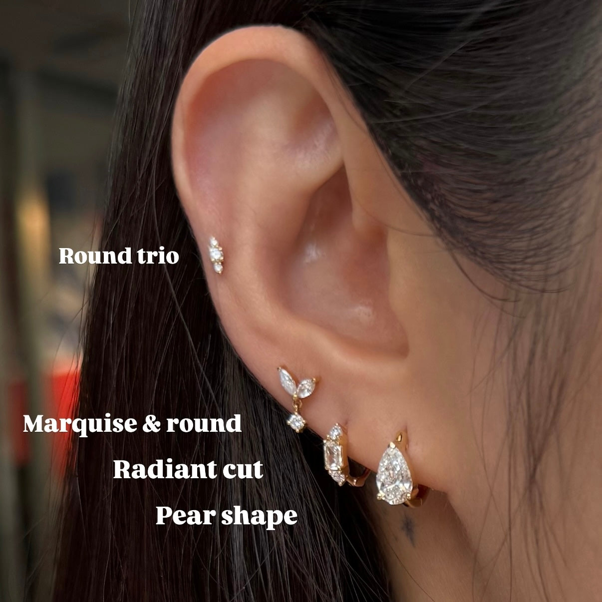 Lab diamond pear shape 1.4ct 9mm hoop earrings - pair
