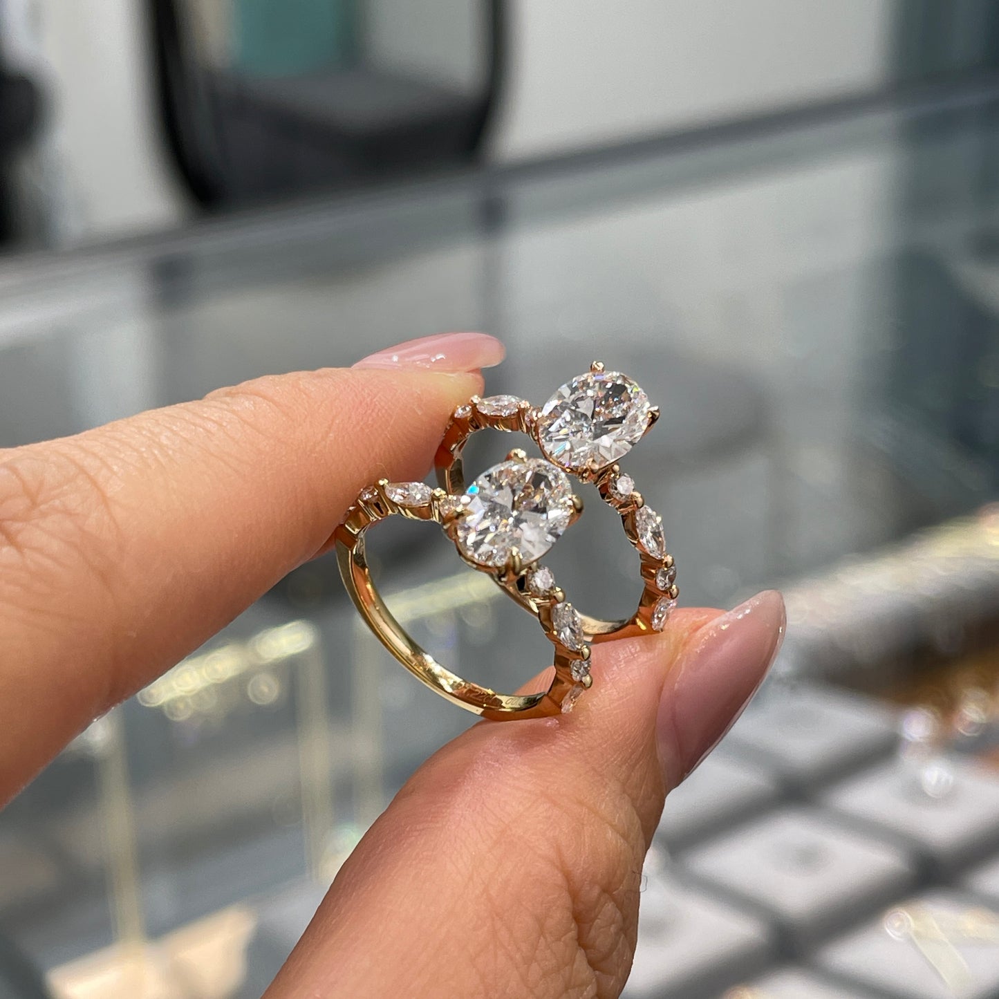 IGI lab diamond Oval 1.2ct marquise round mix pave ring