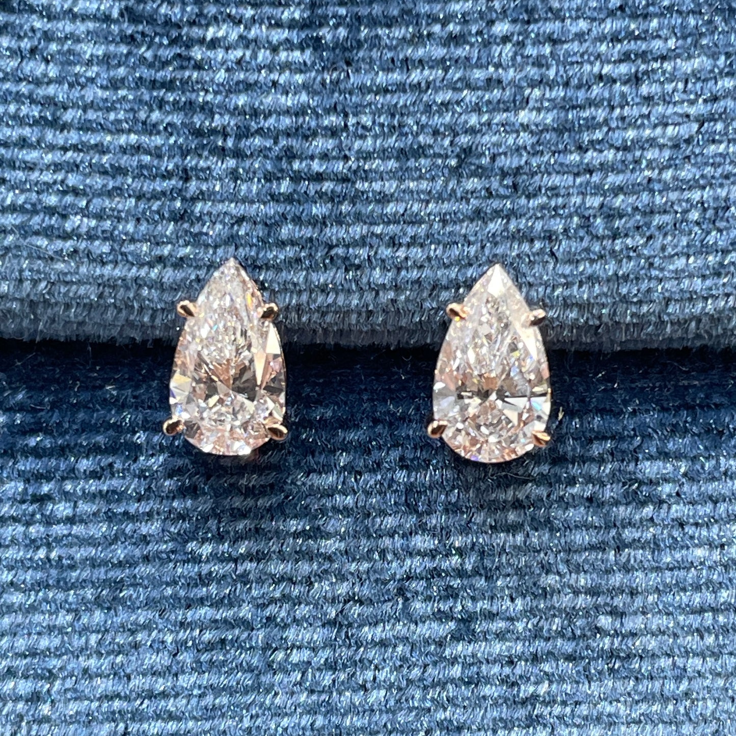 Lab diamond Pear shape 1.3ct stud earrings-each