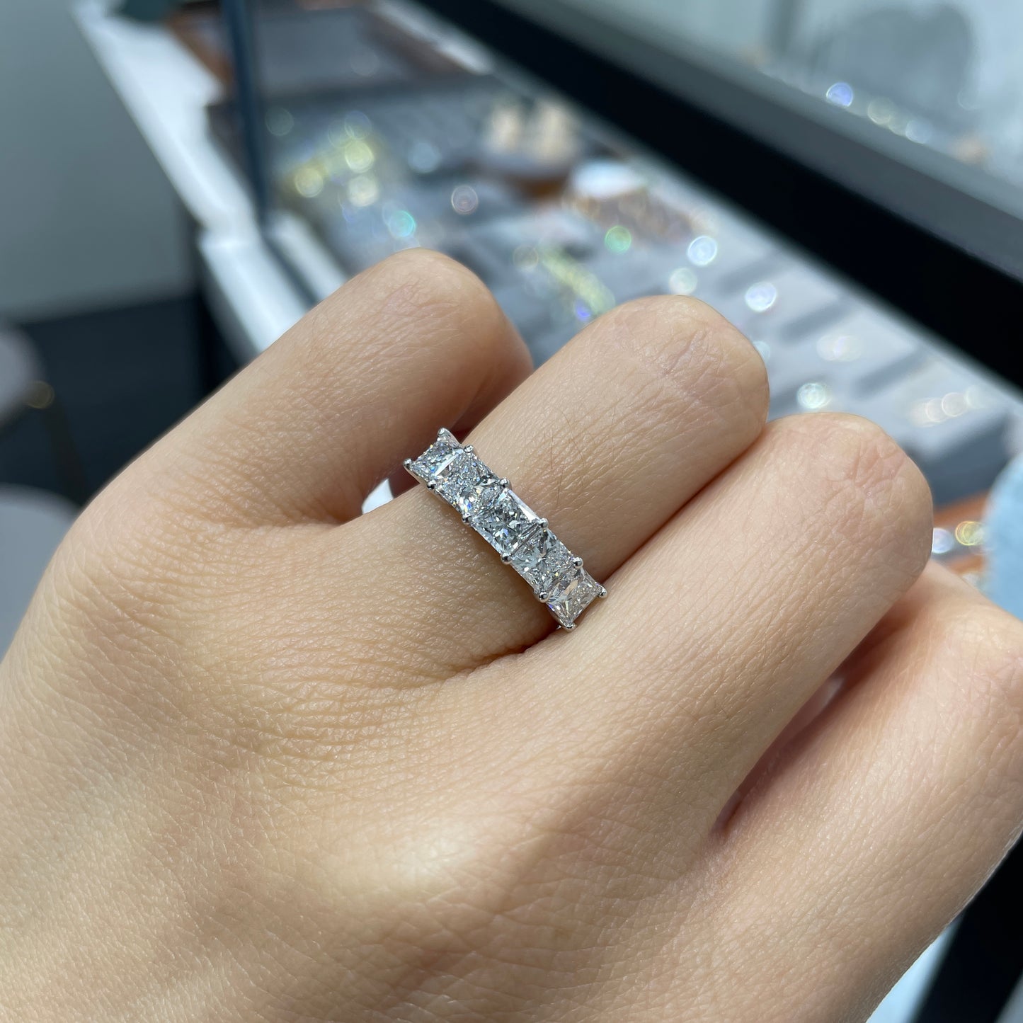 Lab Diamond princess cut 2ct half eternity ring