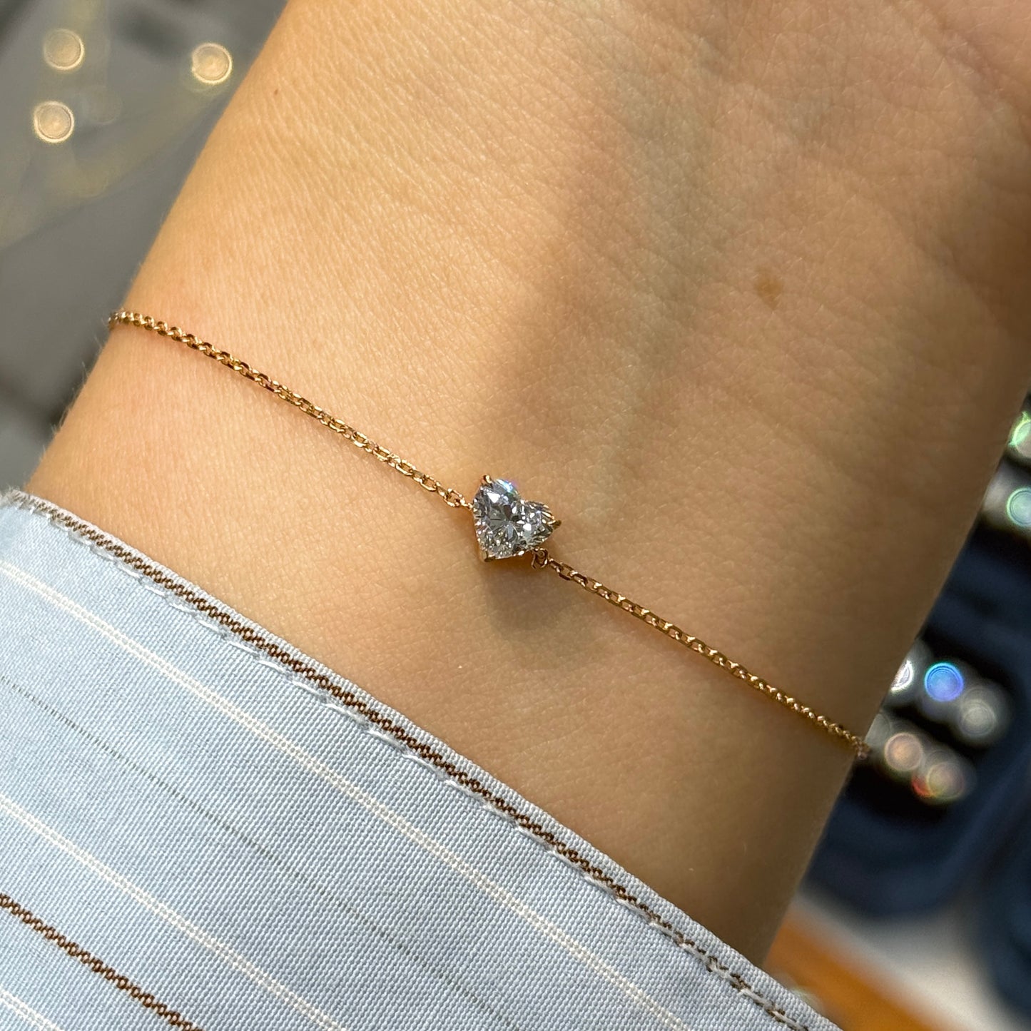 Lab diamond Heart shape 0.4ct three-prong bracelet