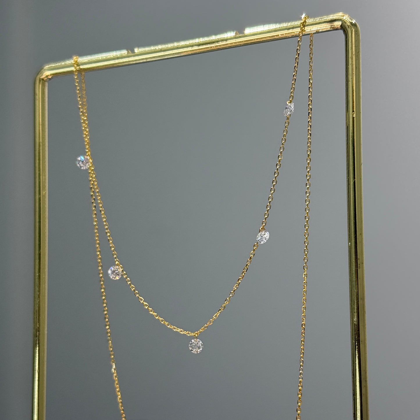 Lab diamond round 0.5ct five floating necklace