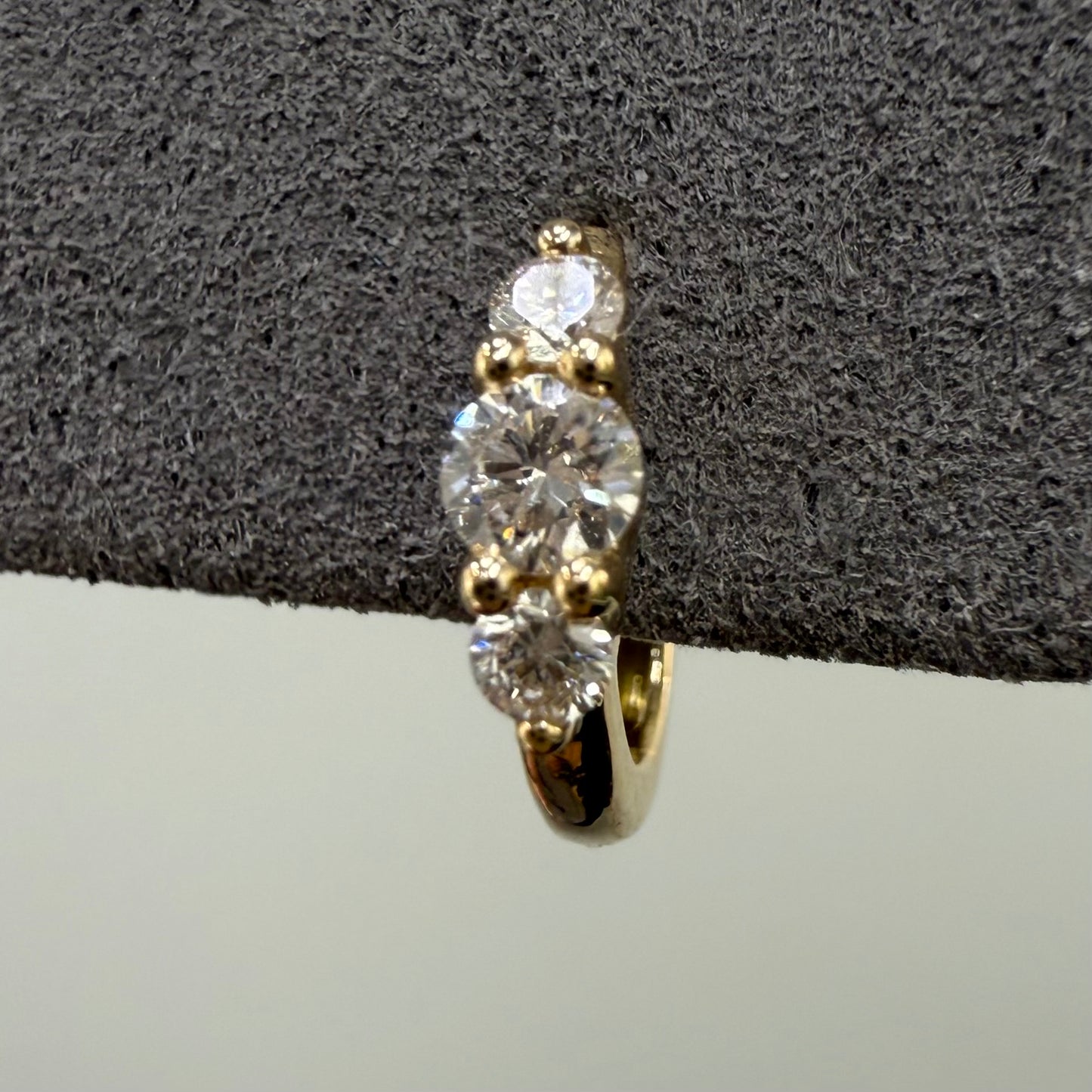 Lab diamond round 0.14ct trio 8mm hoop earring-each