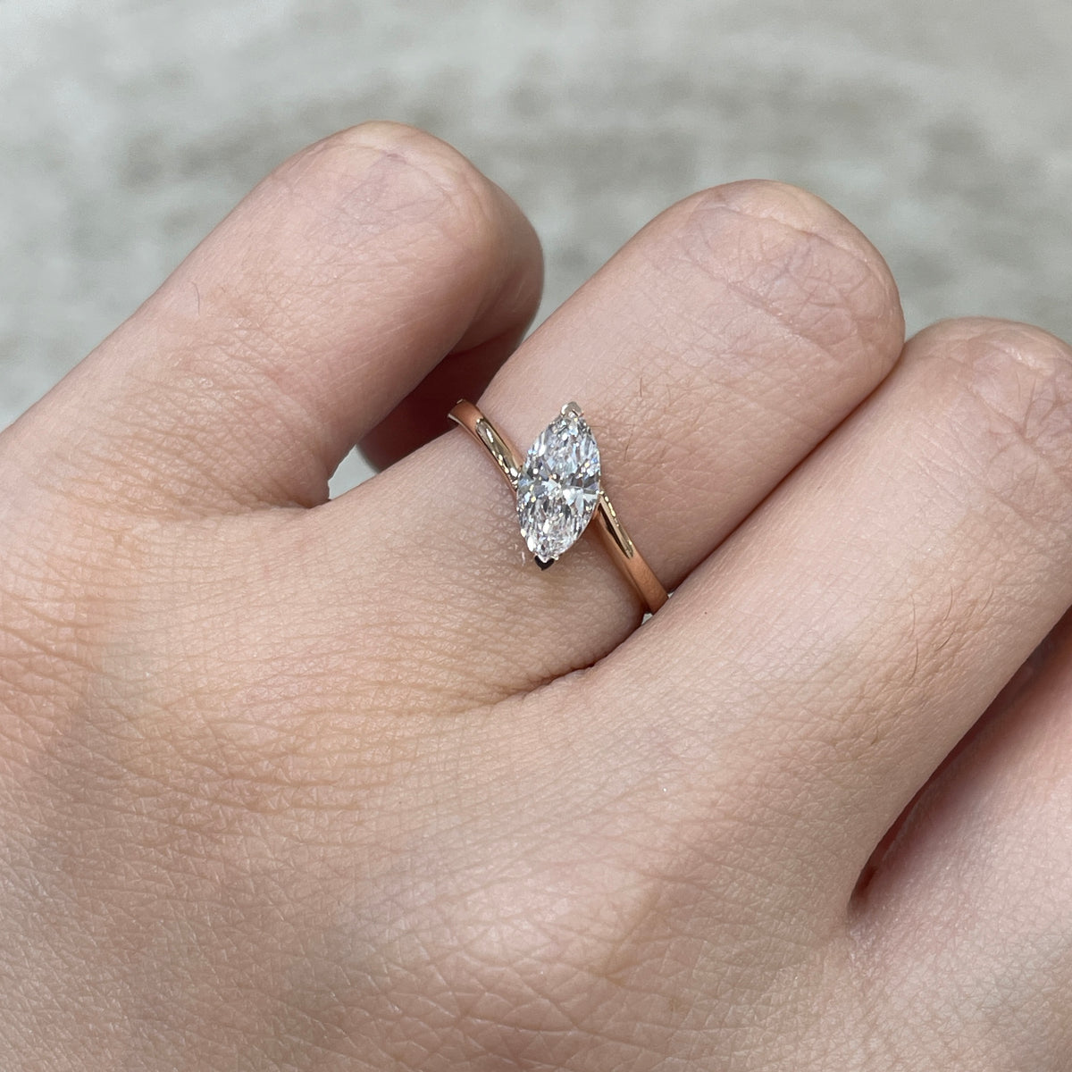 Lab diamond Marquise shape 0.7ct Twist band ring