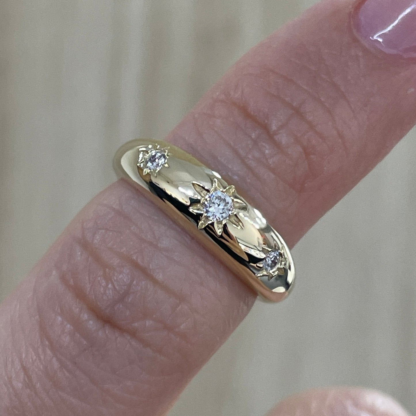 9K Lab diamonds round trio star dome pinky ring