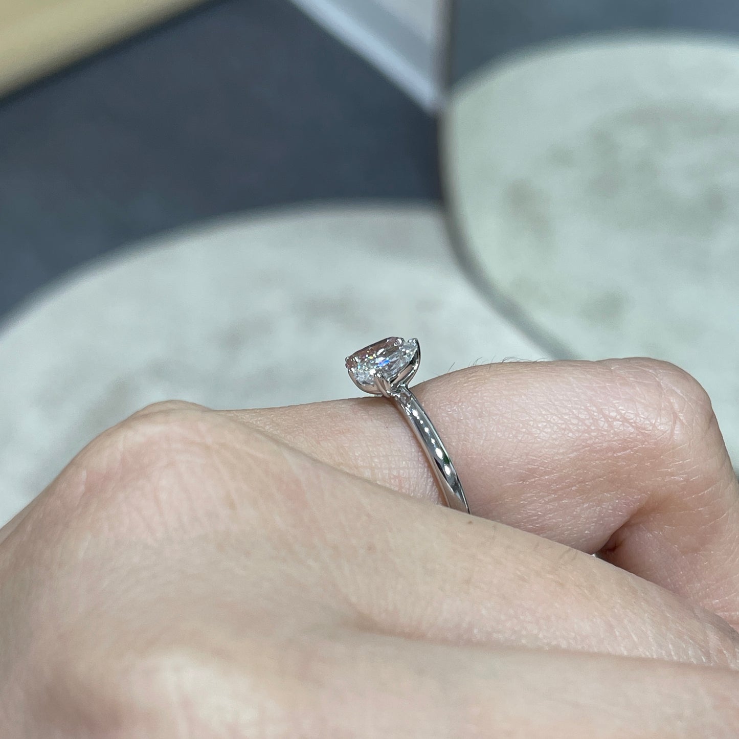 IGI lab pink diamond oval 0.6ct and diamond Pear 0.5ct toi et moi ring