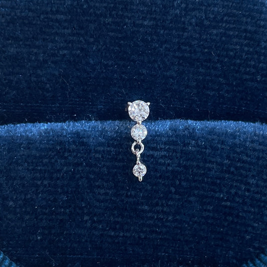 Lab Diamond round trio  swing stud earring-each