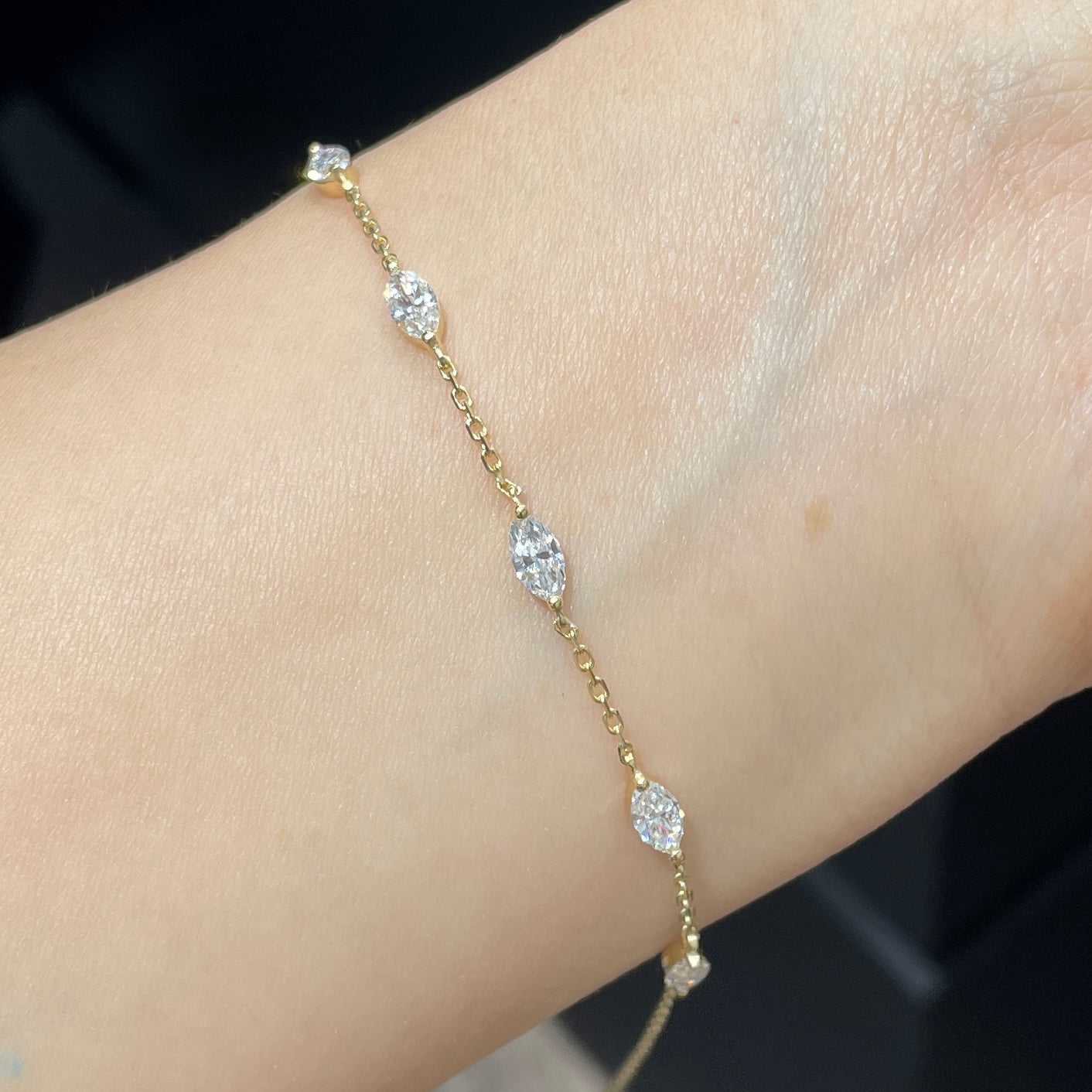 Lab diamond marquise shape 1ct five stone bracelet bracelet