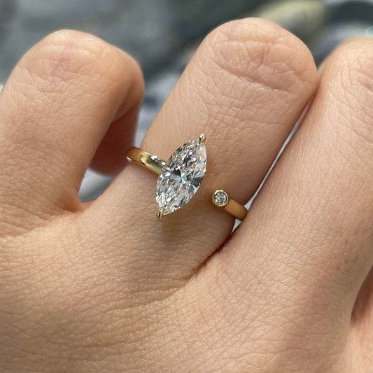Lab diamond marquise shape 1ct open ring