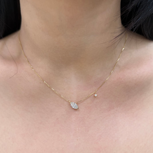 Lab diamond Marquise shape 0.7ct with little diamond necklace
