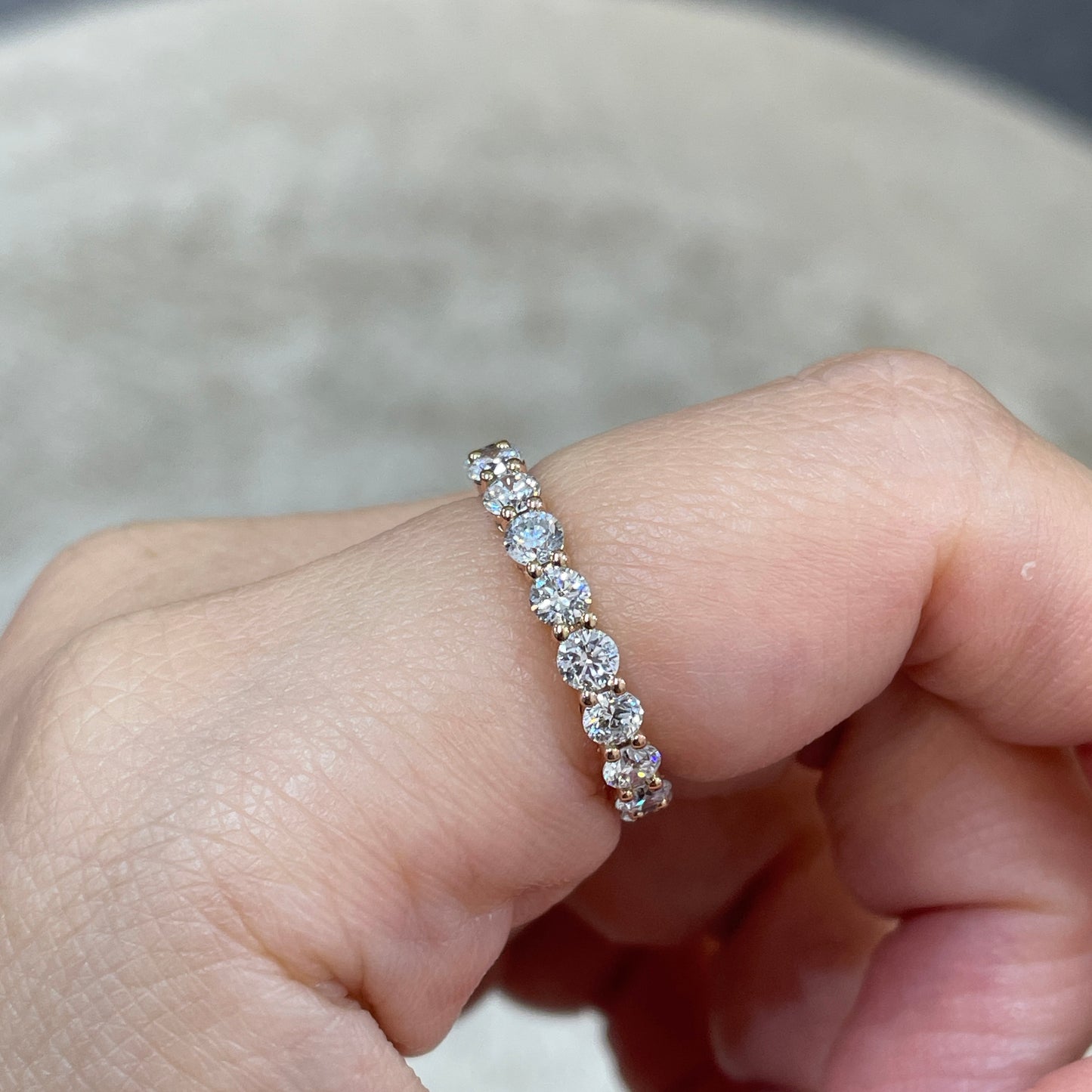 9k Lab diamond round 2.1ct full eternity ring