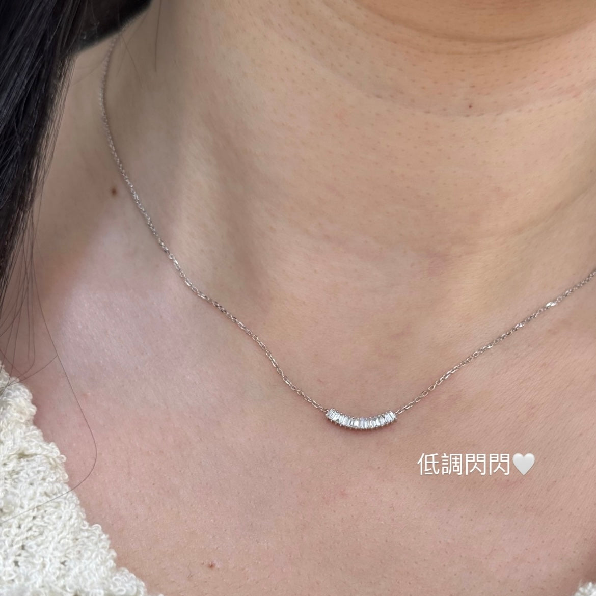 Lab Diamond baguette 0.25ct smily necklace