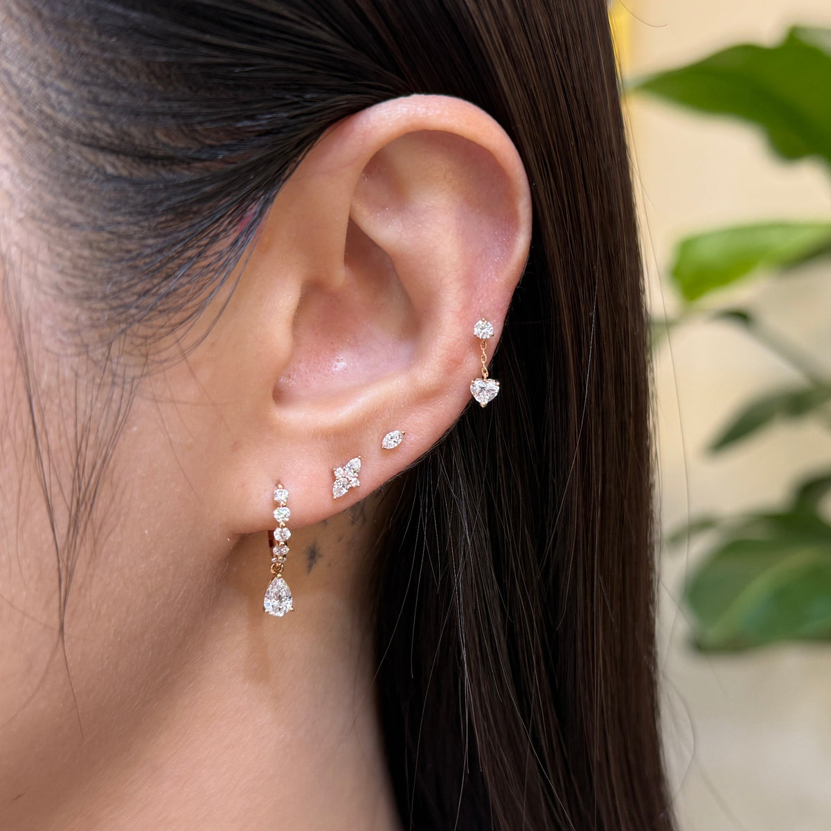 Lab diamond Dart stud earring-each