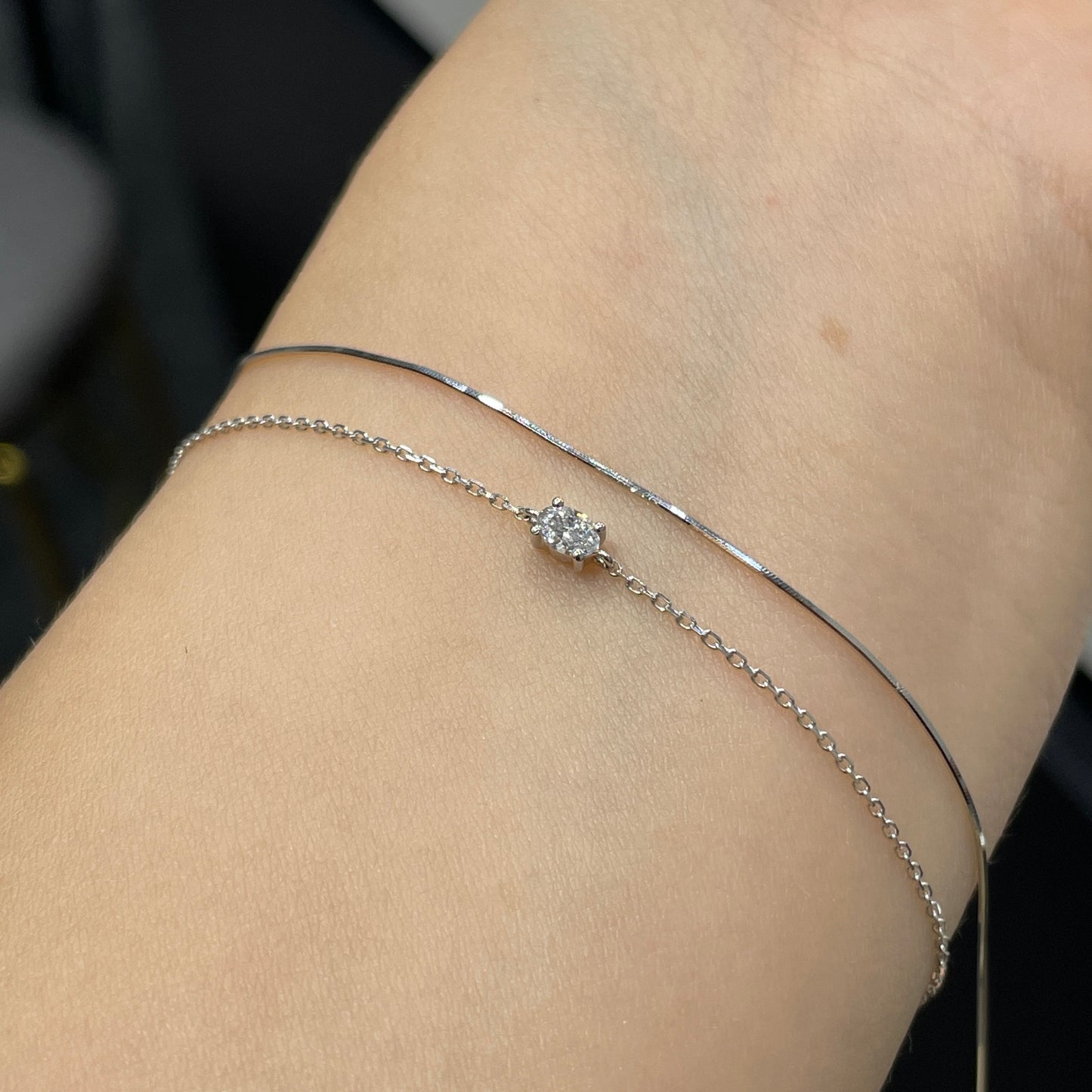 Lab diamond oval shape 0.1ct four-prong bracelet