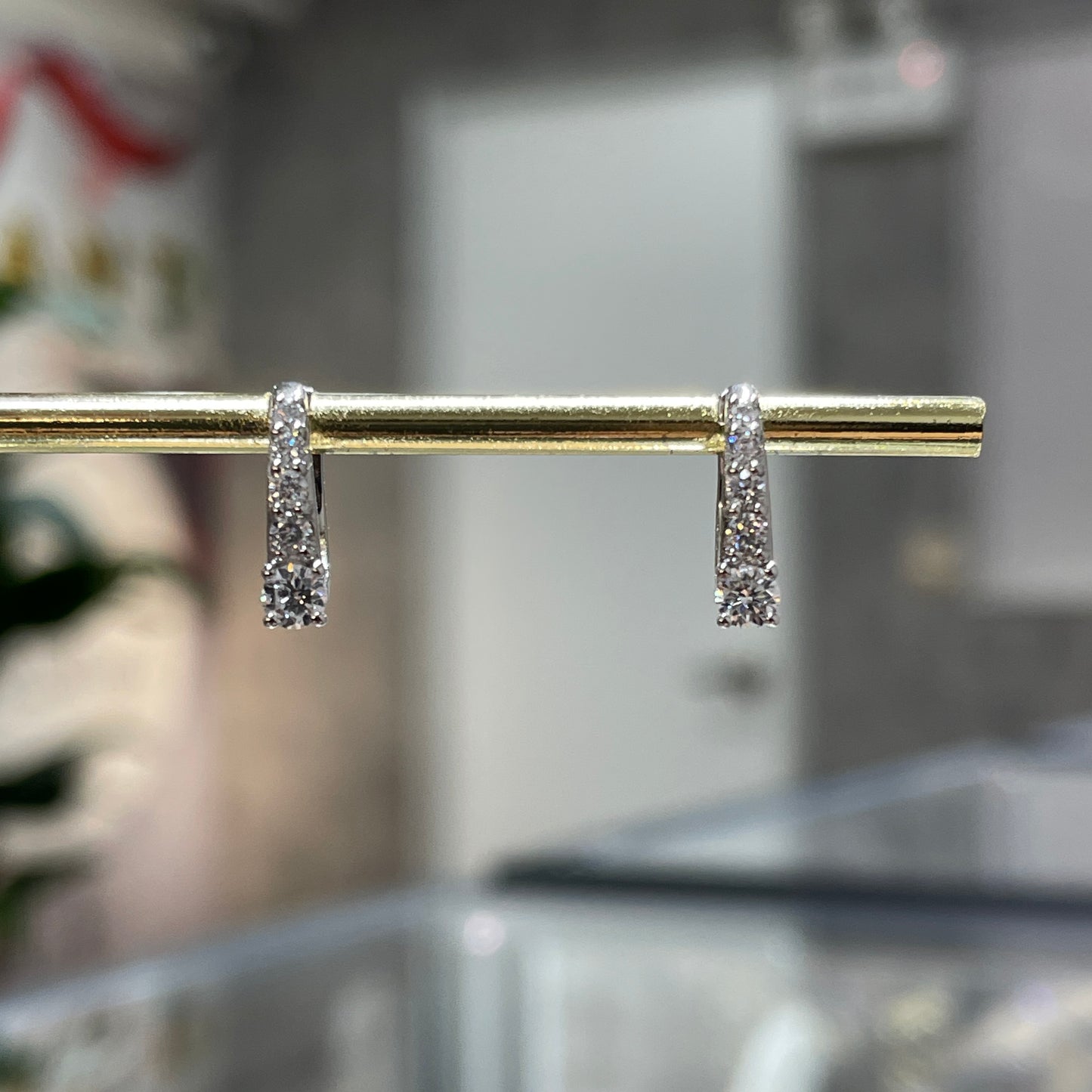 IGI Lab diamond Radiant cut 2ct halo two-way earrings-pair