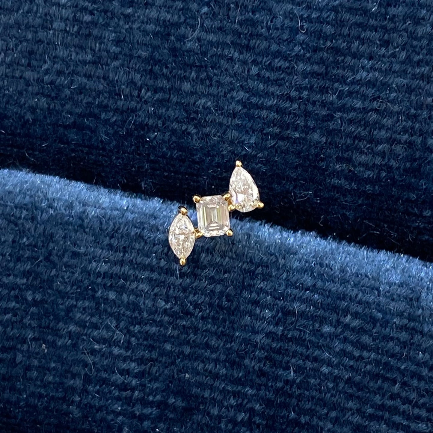 Lab diamond fancy trio stud earring-each