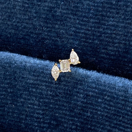 Lab diamond fancy trio stud earring-each