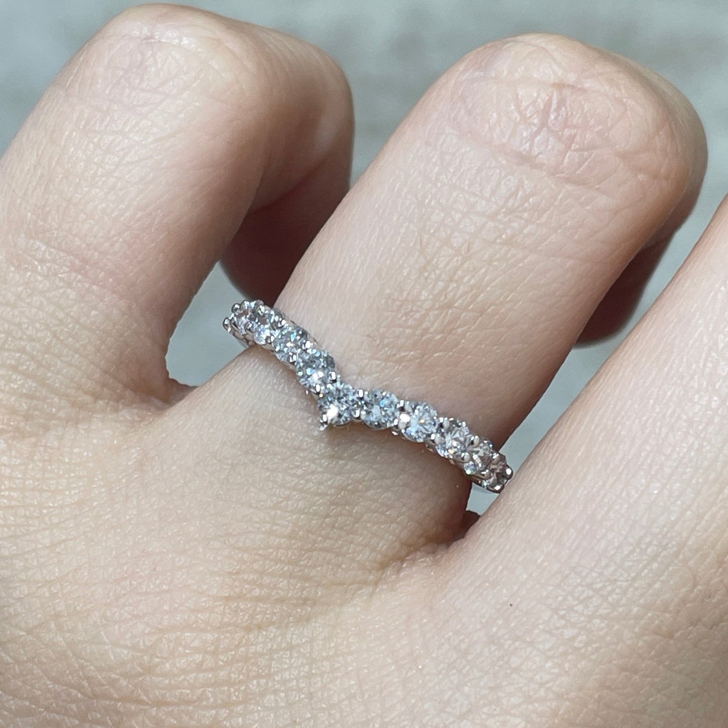 Lab diamond round 0.66ct half eternity v shape ring