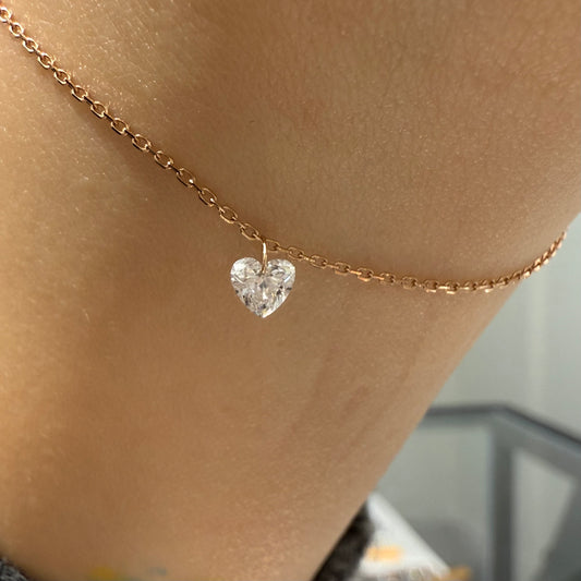 Lab Diamond heart shape 0.25ct floating bracelet