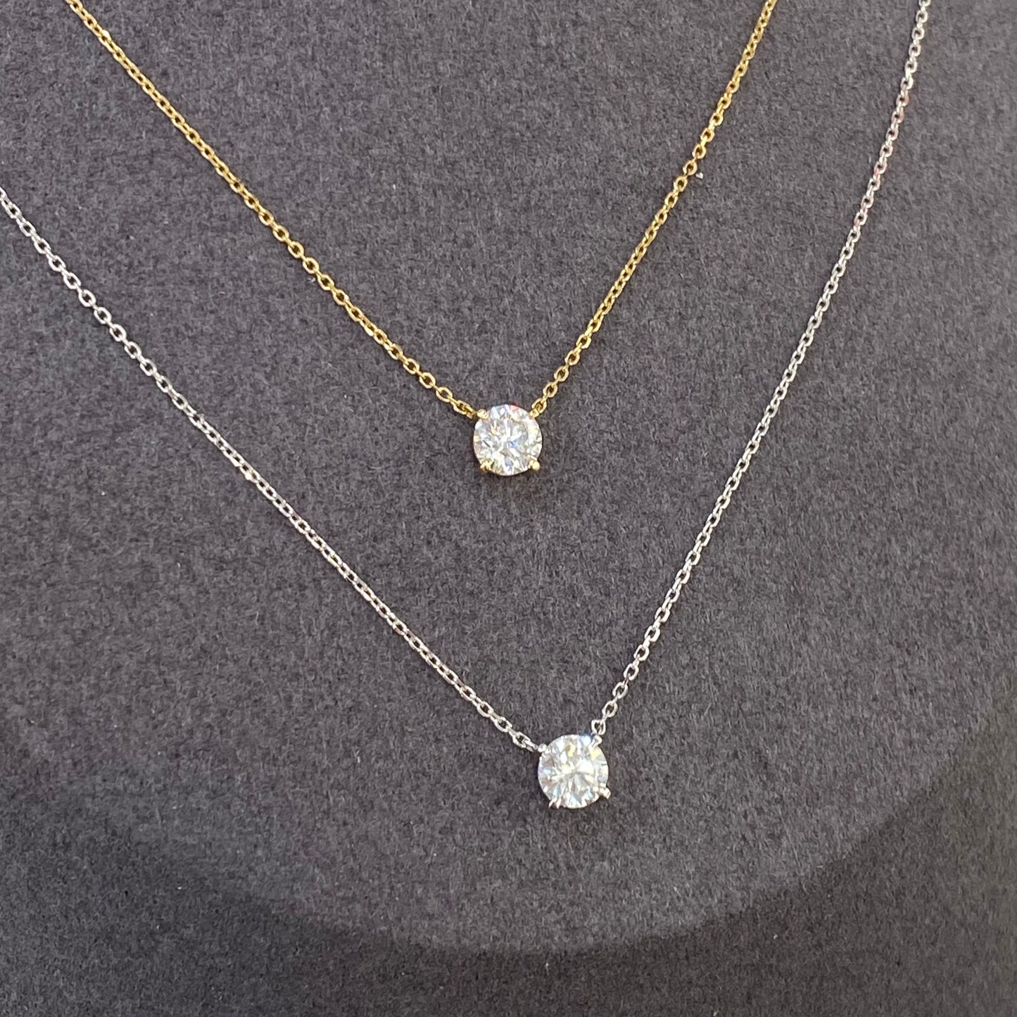 Lab diamond round 0.5ct classic four-prong necklace