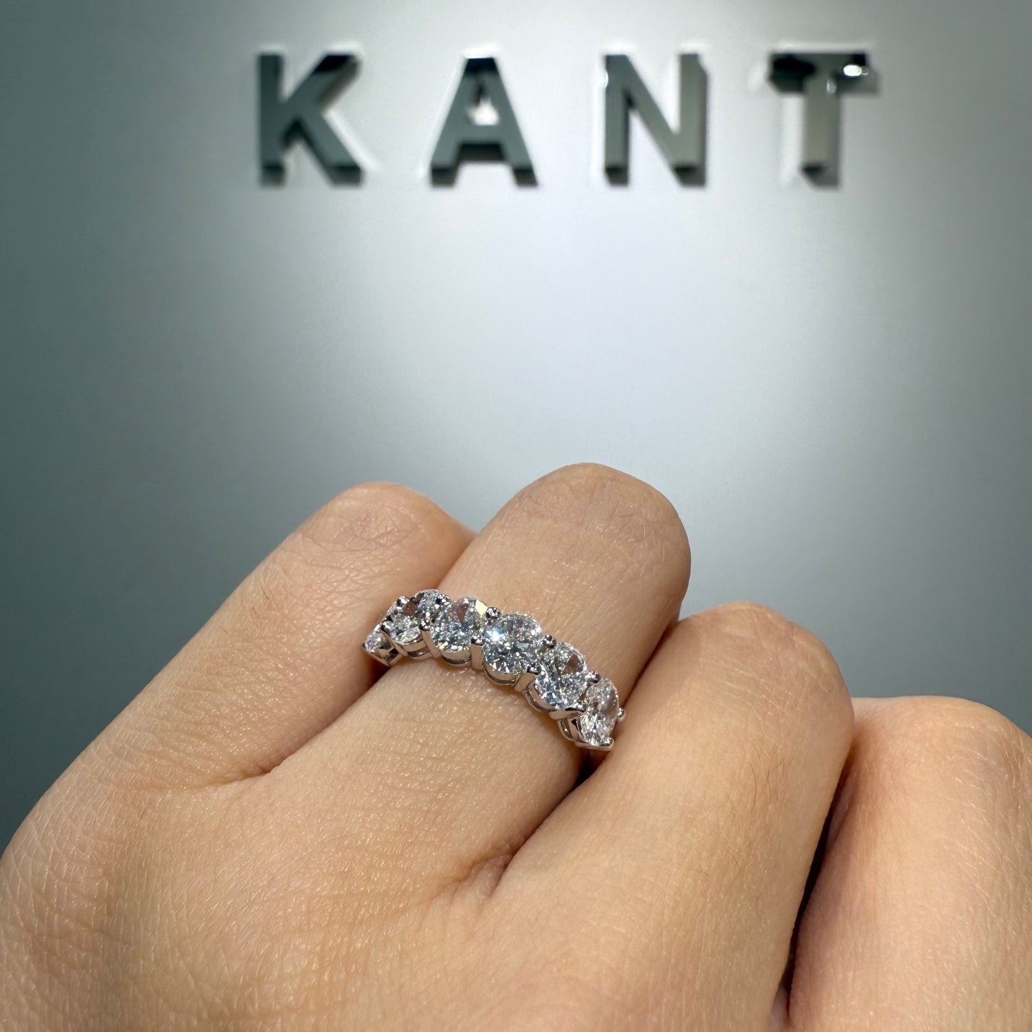 Lab diamond Oval shape 1.8ct half eternity ring