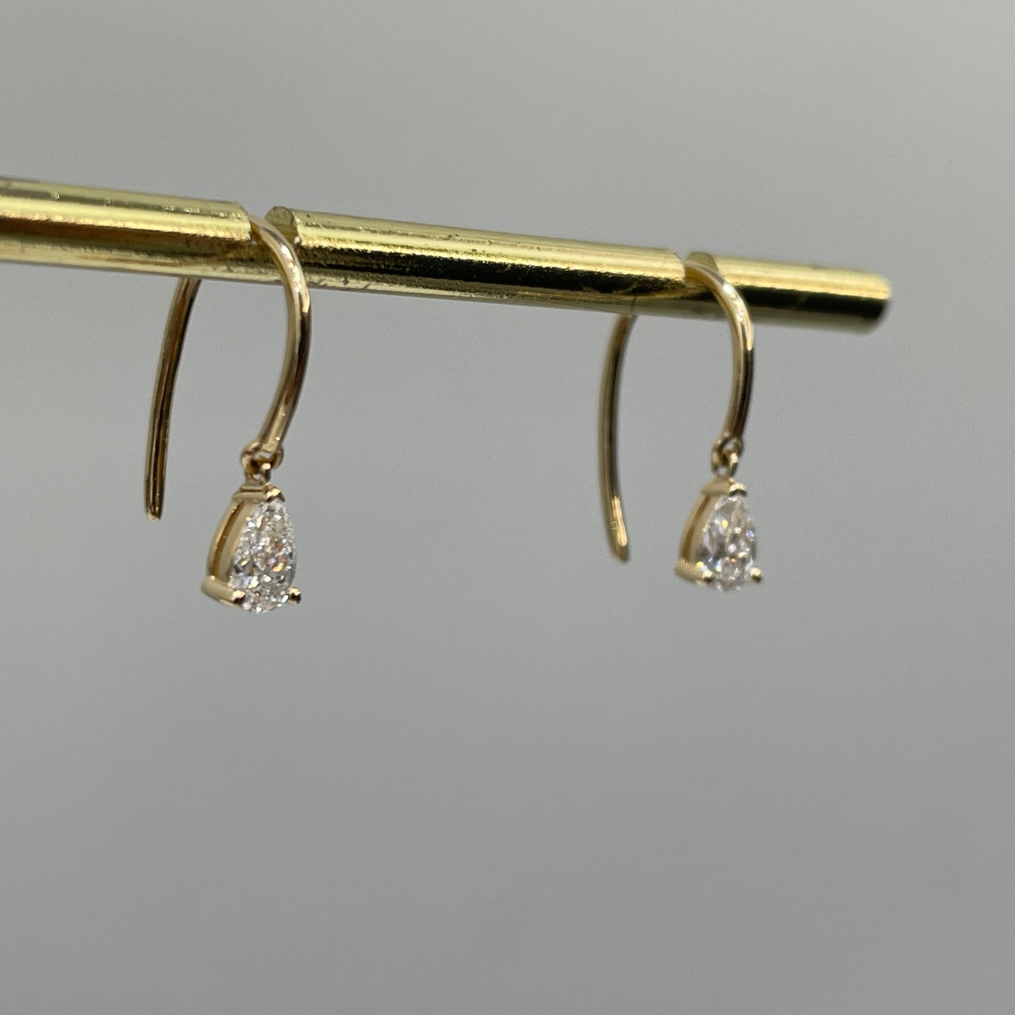 Lab diamond Pear 0.3ct U-shape hook earrings- pair