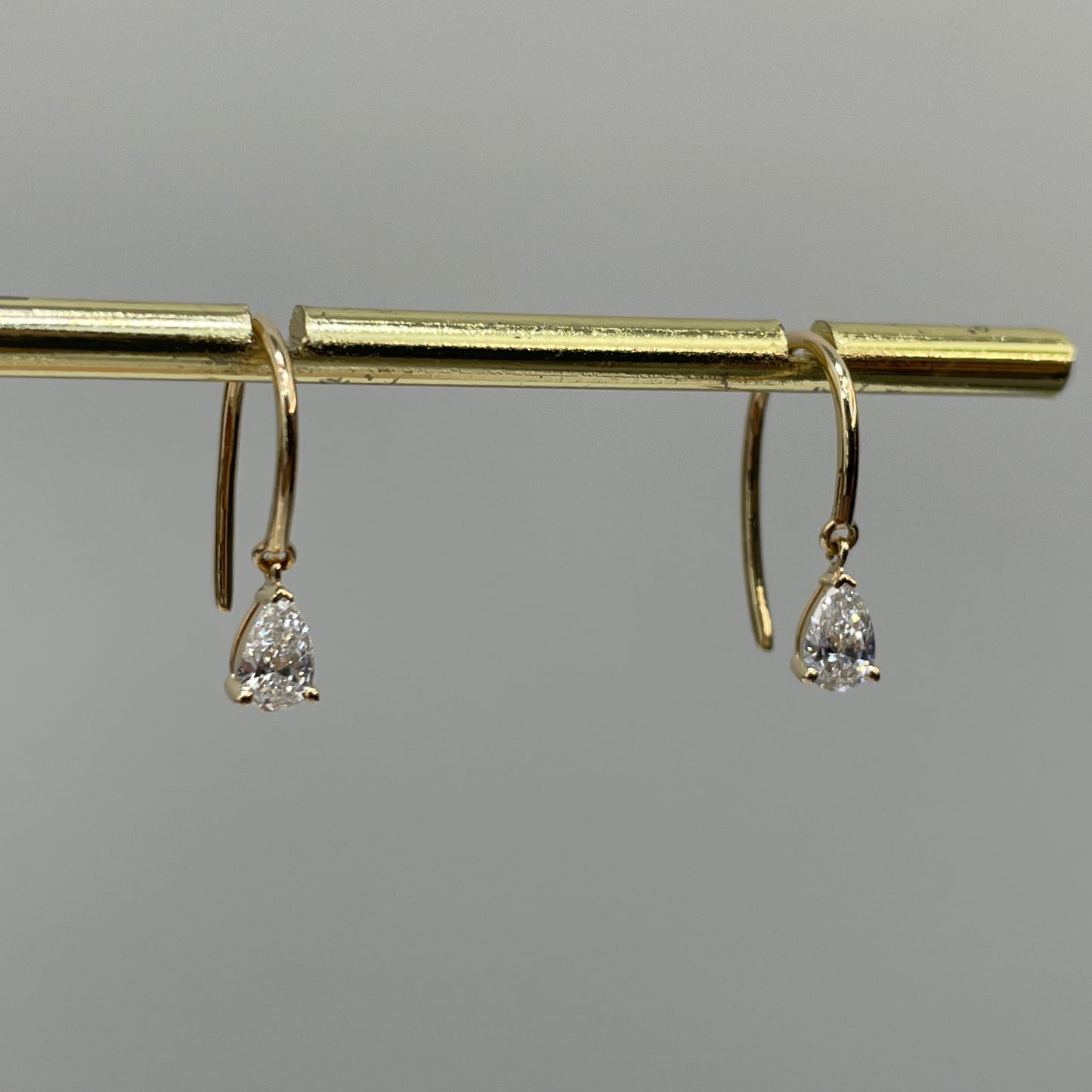 Lab diamond Pear 0.3ct U-shape hook earrings- pair