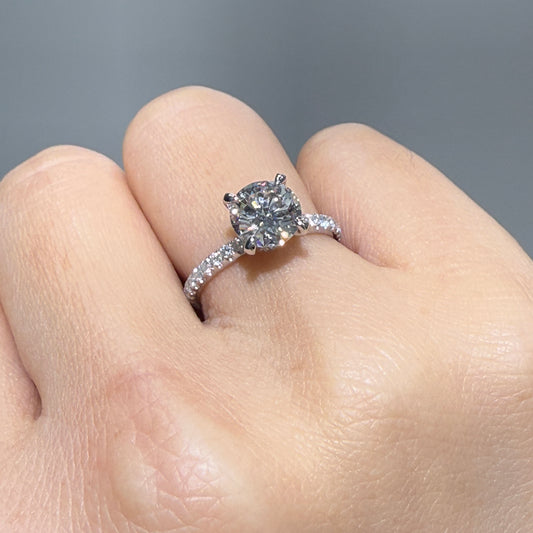 IGI lab dimaind Round 1.5ct four-prong underhalo pave ring