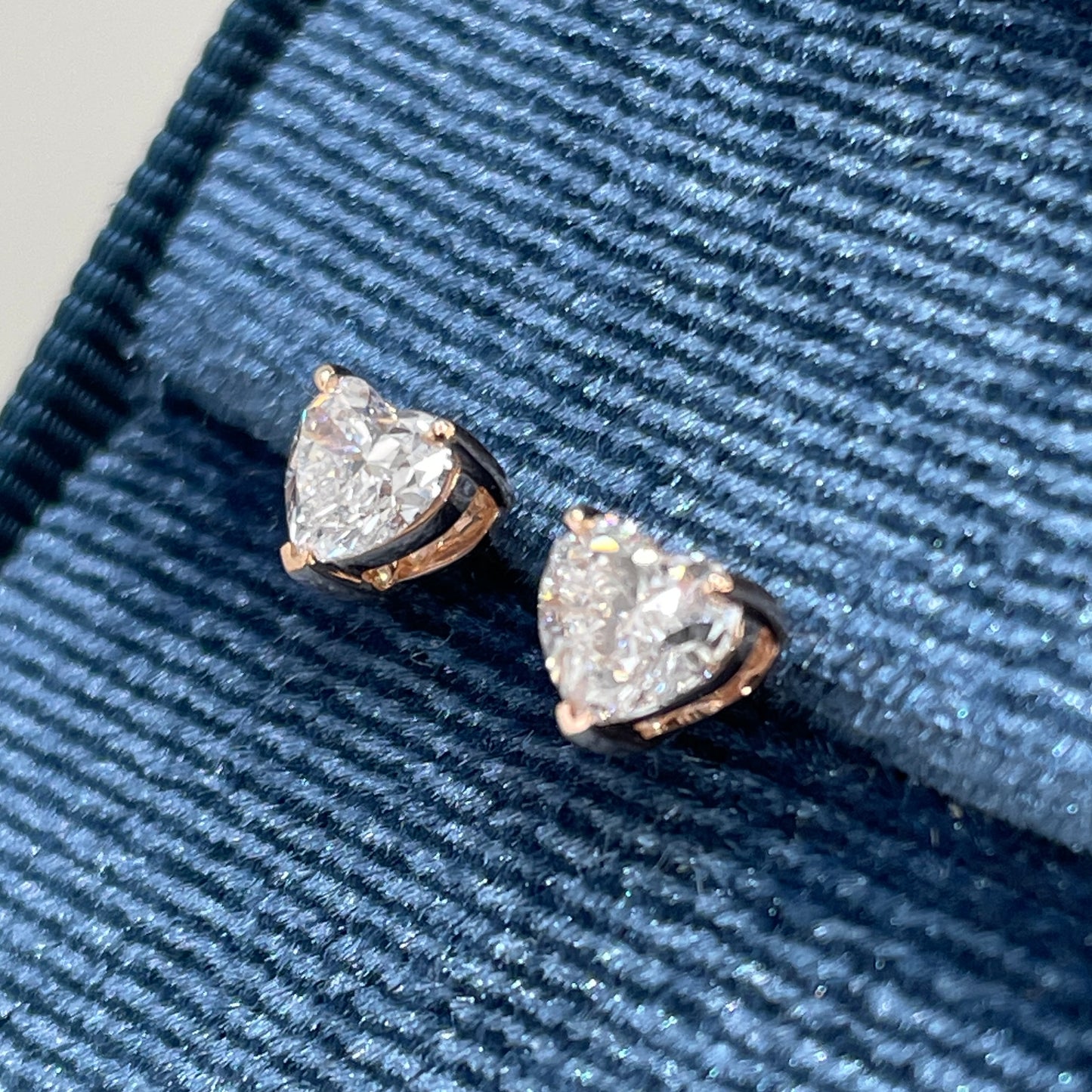Lab diamond Heart shape 0.8ct stud earrings-pair