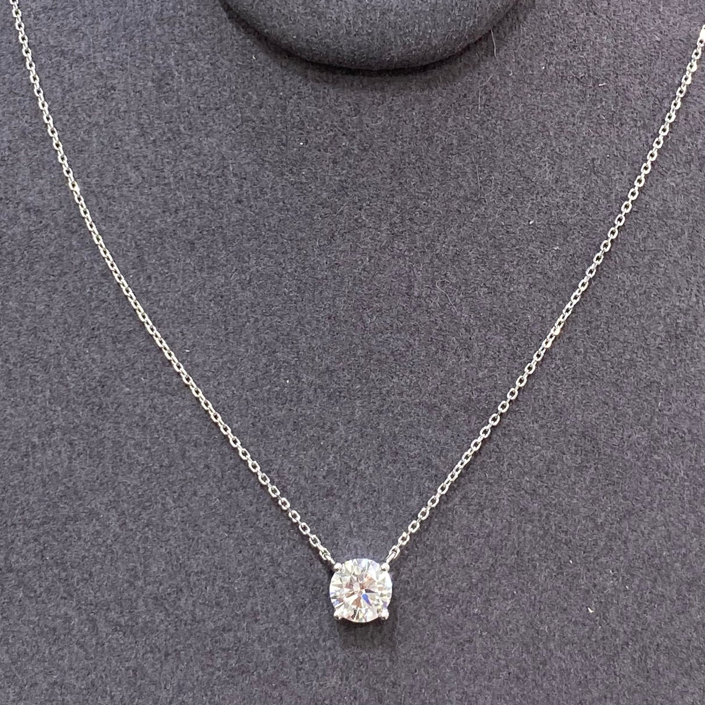 Lab diamond round 1ct classic four-prong necklace
