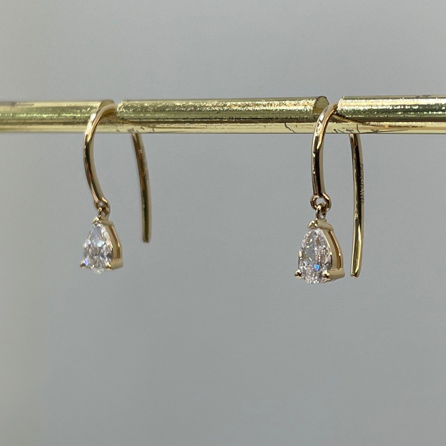 Lab diamond Pear 0.3ct U-shape hook earrings- pair