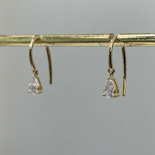 Lab diamond Pear 0.3ct U-shape hook earrings- pair