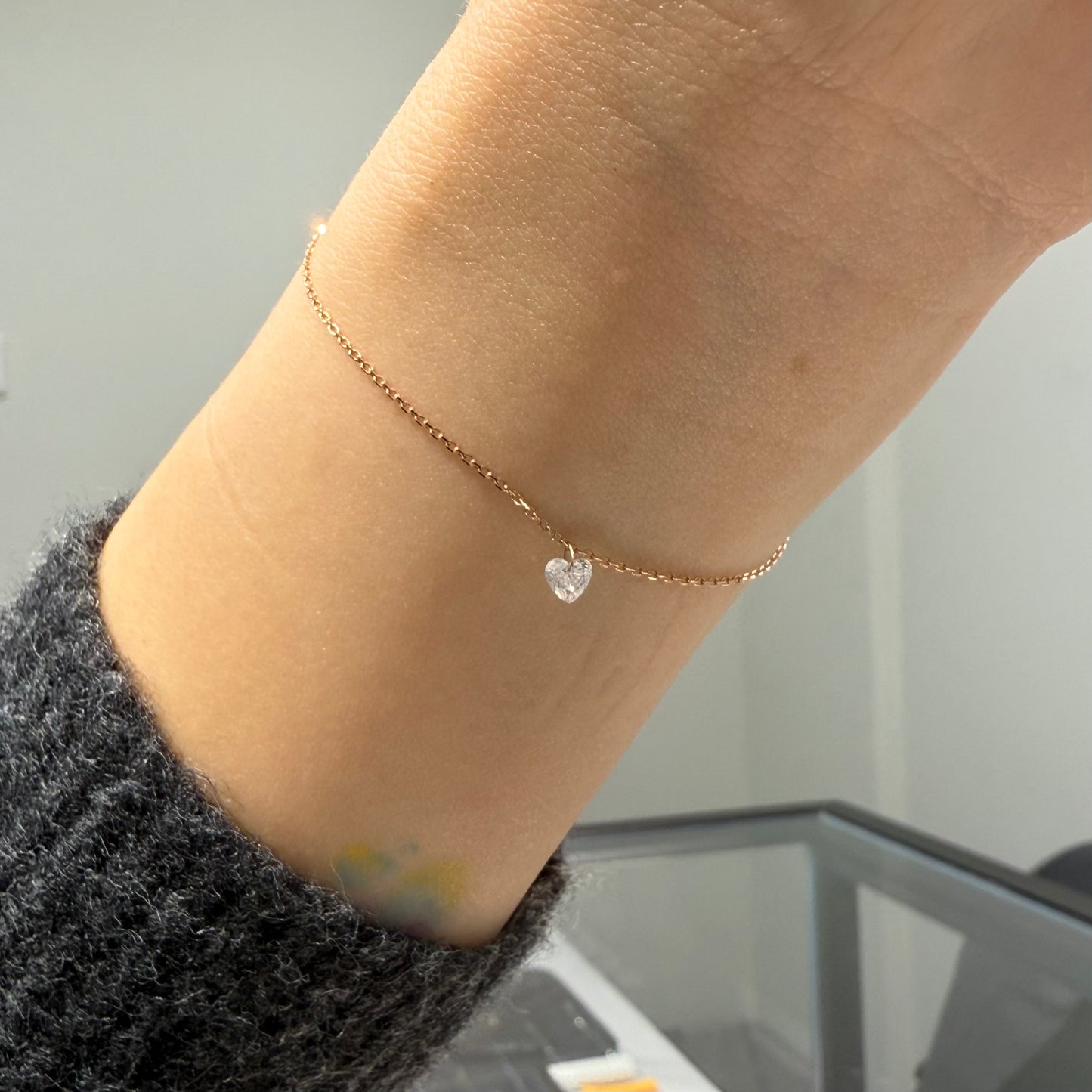 Lab Diamond heart shape 0.25ct floating bracelet