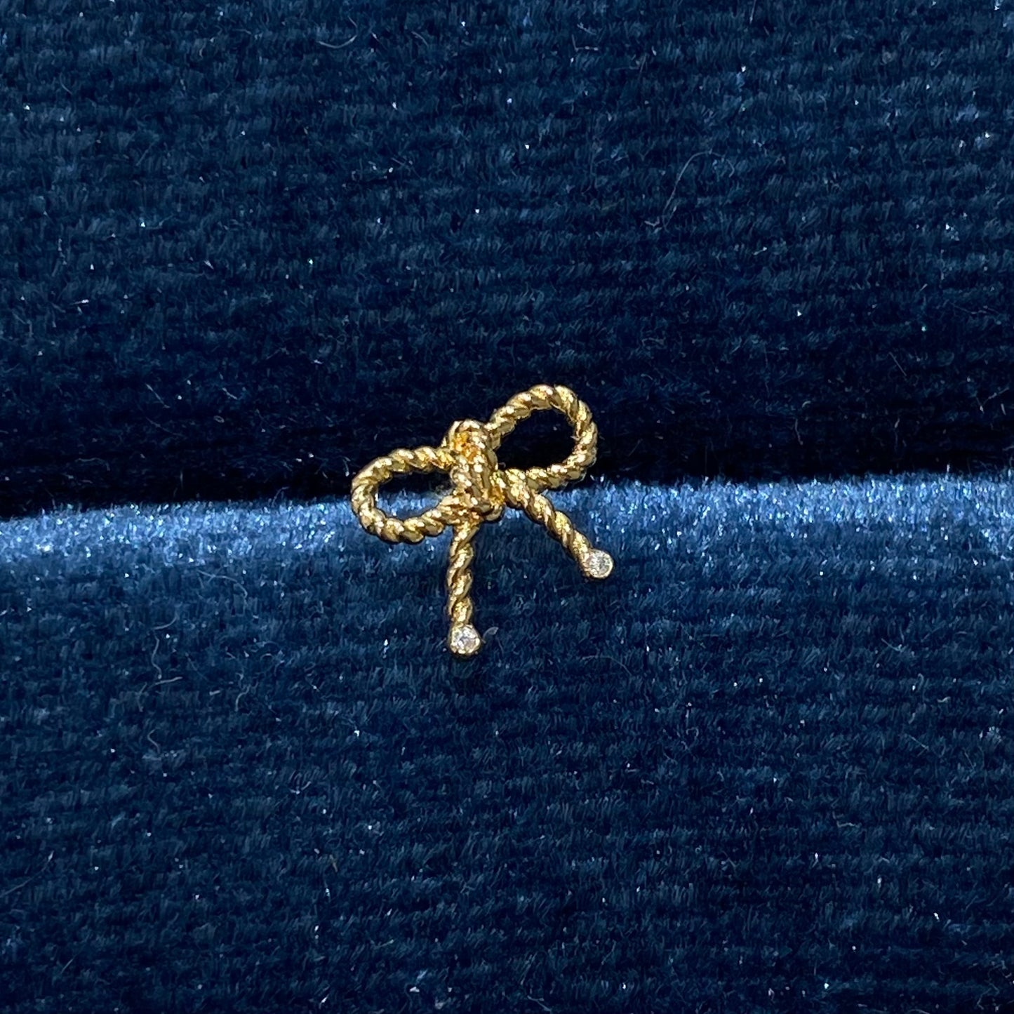 Lab diamond ribbon stud earring-each