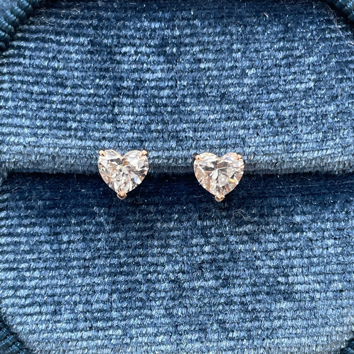 Lab diamond Heart shape 0.8ct stud earrings-pair