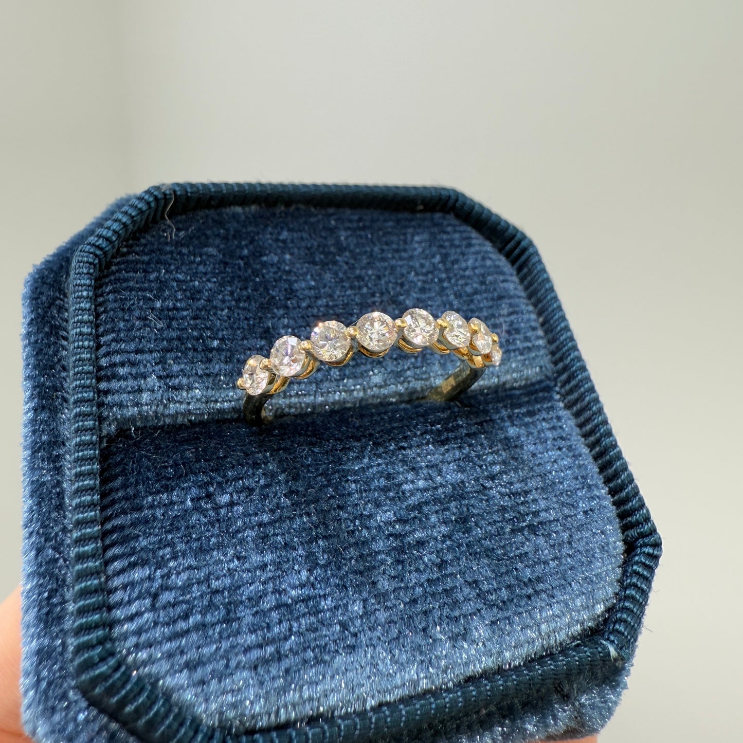 Lab diamond round 0.6ct single prong half eternity ring