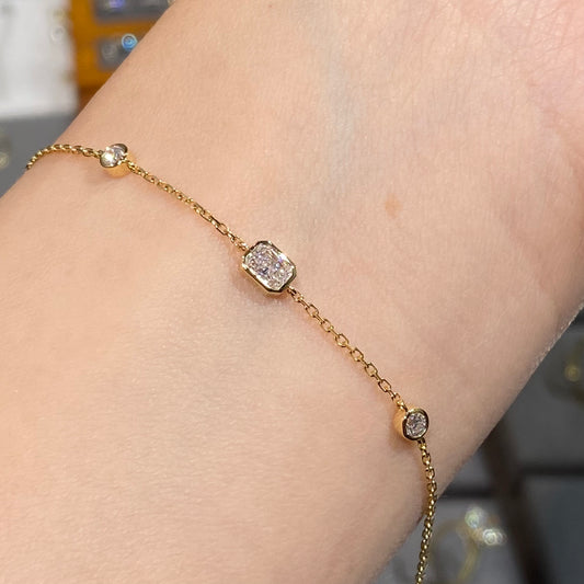 Lab diamond radiant 0.3ct bezel bracelet