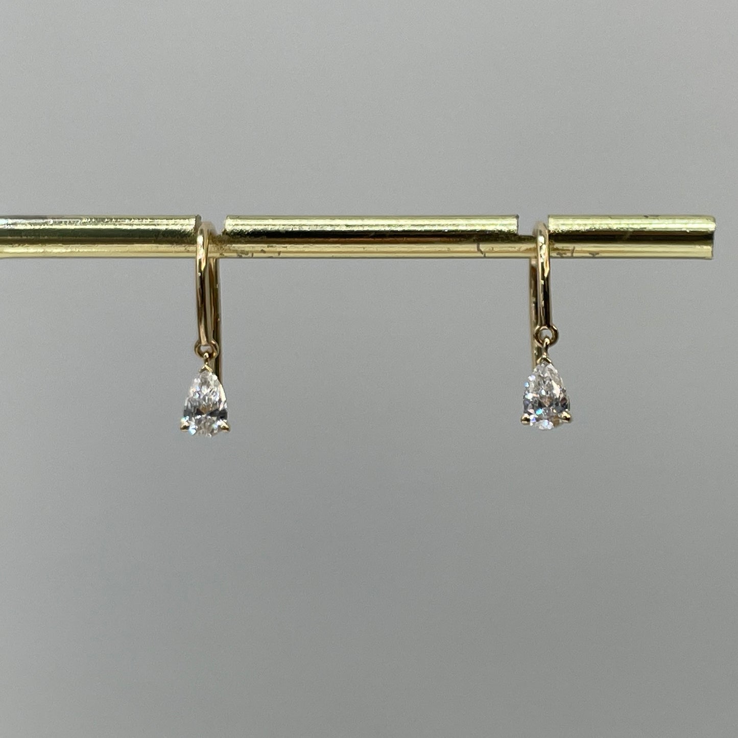 Lab diamond Pear 0.3ct U-shape hook earrings- pair
