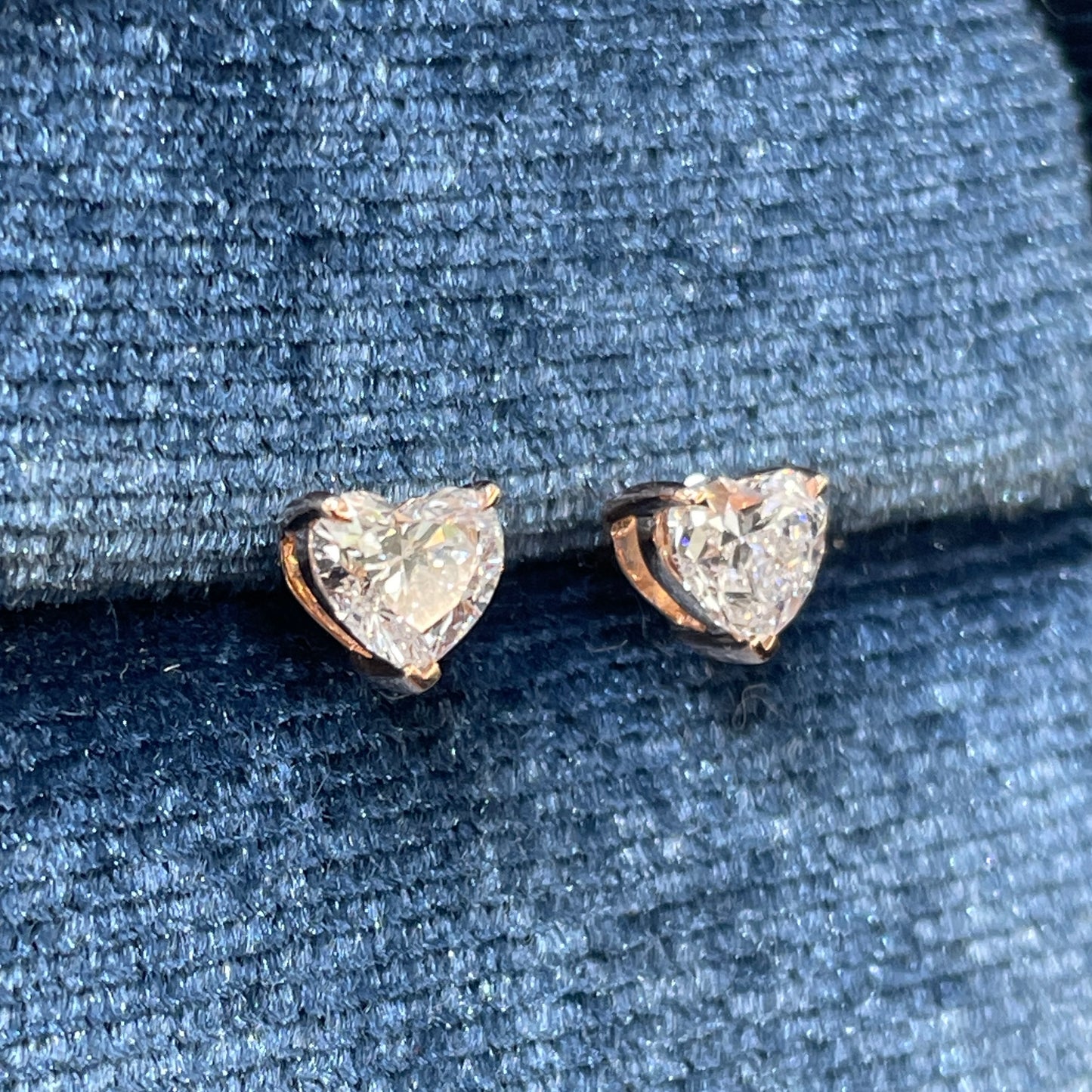 Lab diamond Heart shape 0.8ct stud earrings-pair