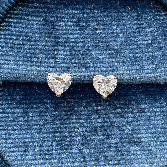 Lab diamond Heart shape 0.8ct stud earrings-pair