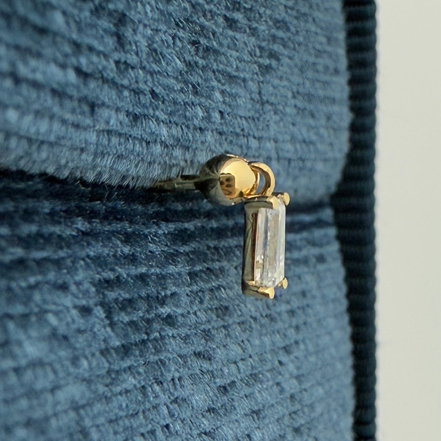 Lab diamond Tapered baguette cut 0.14ct Swing stud earrings-pair